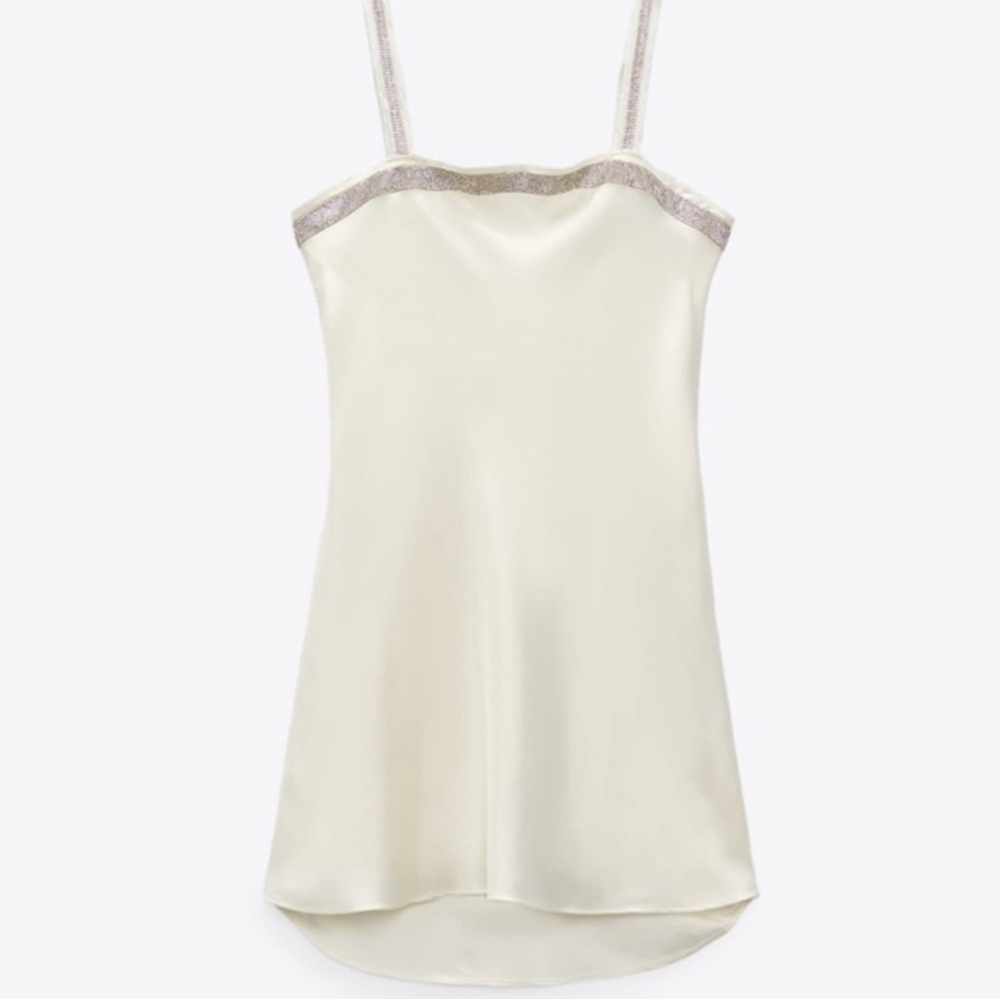 Zara Cream Chemise with Spaghetti Straps